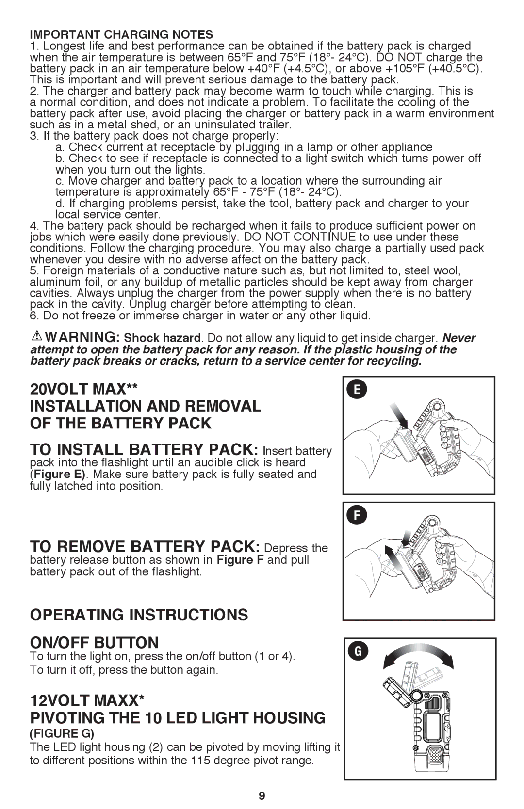 Black & Decker BDCF12, BDCF20 manual To remove battery pack Depress, Operating Instructions On/OFF Button, 12VOLT Maxx 